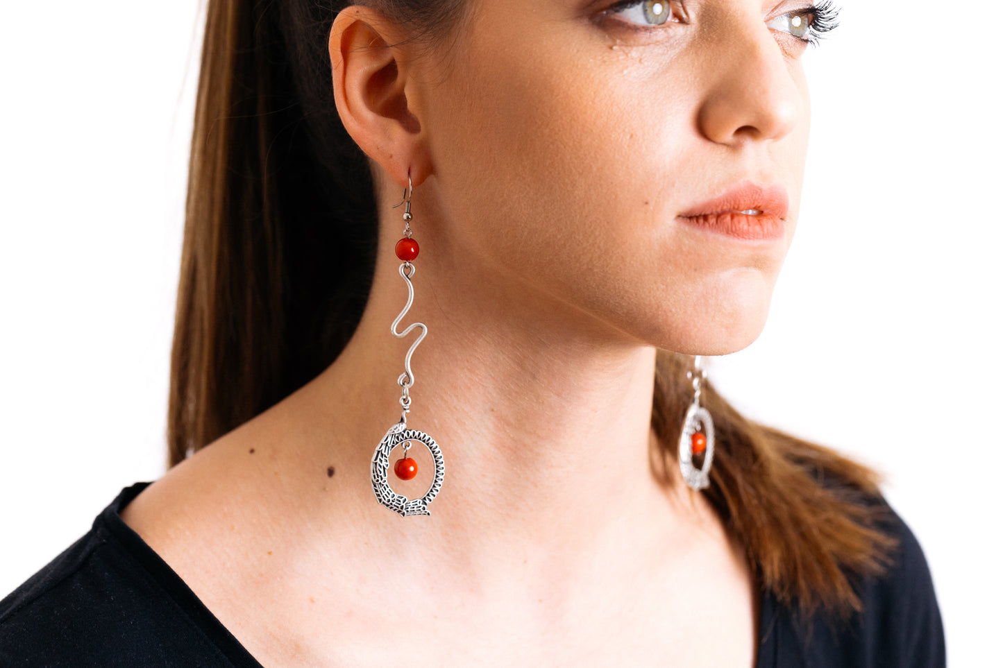 Earrings coral