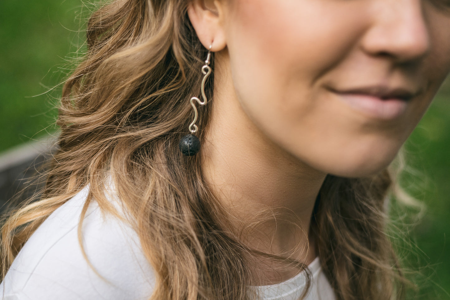 Earrings volcanic stone