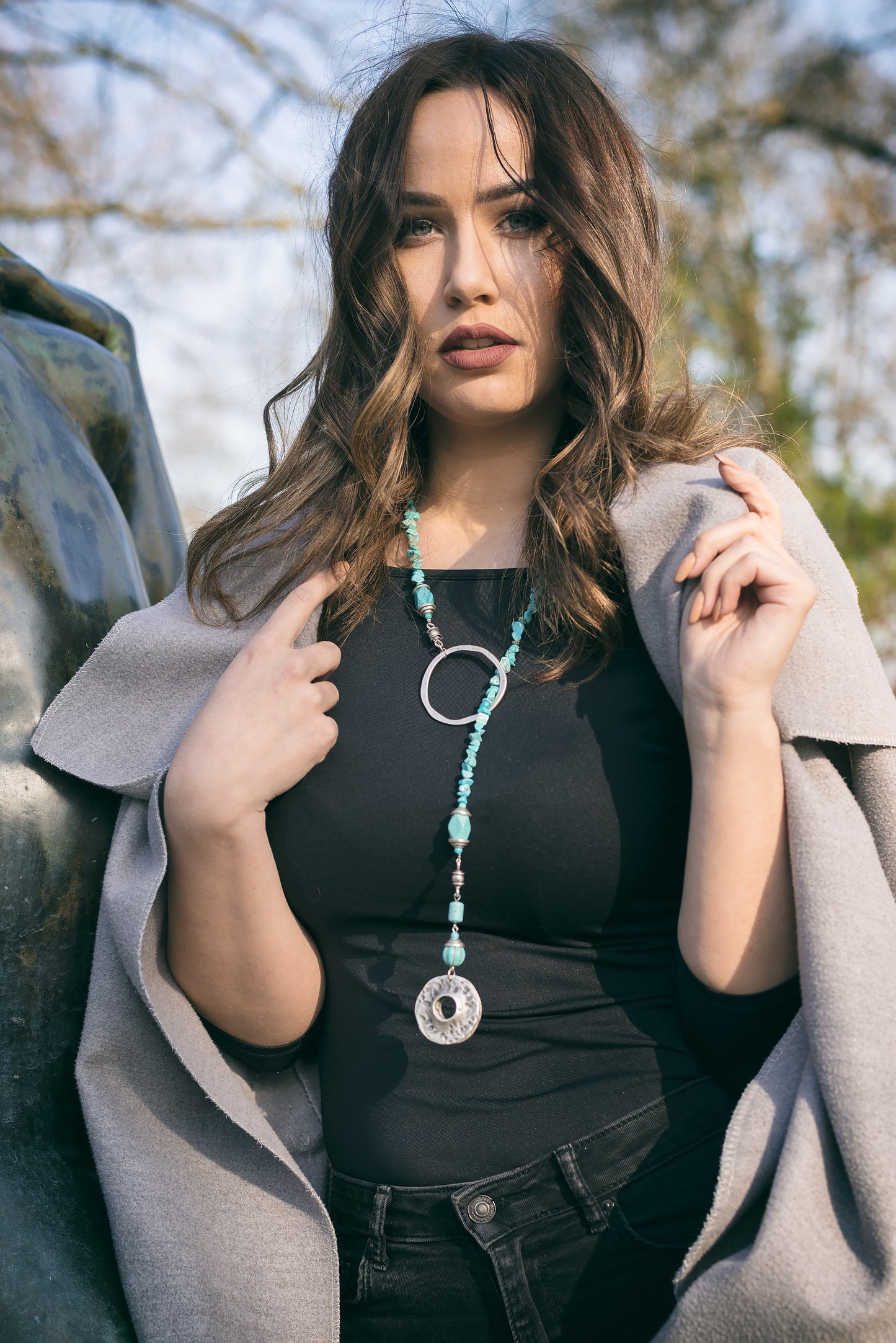 Necklace turquoise  “Go through”