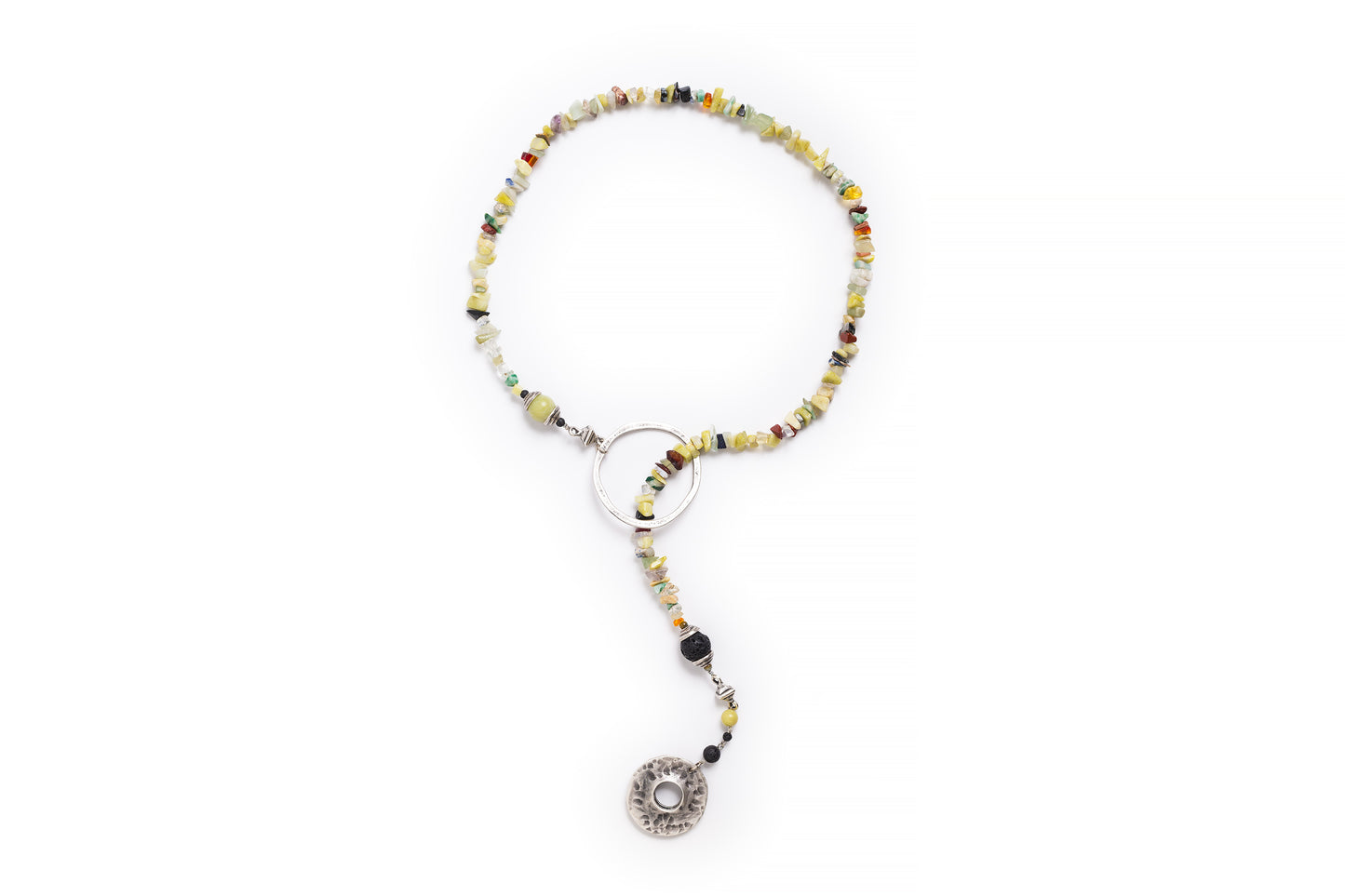 Necklace “Go through” stone mix