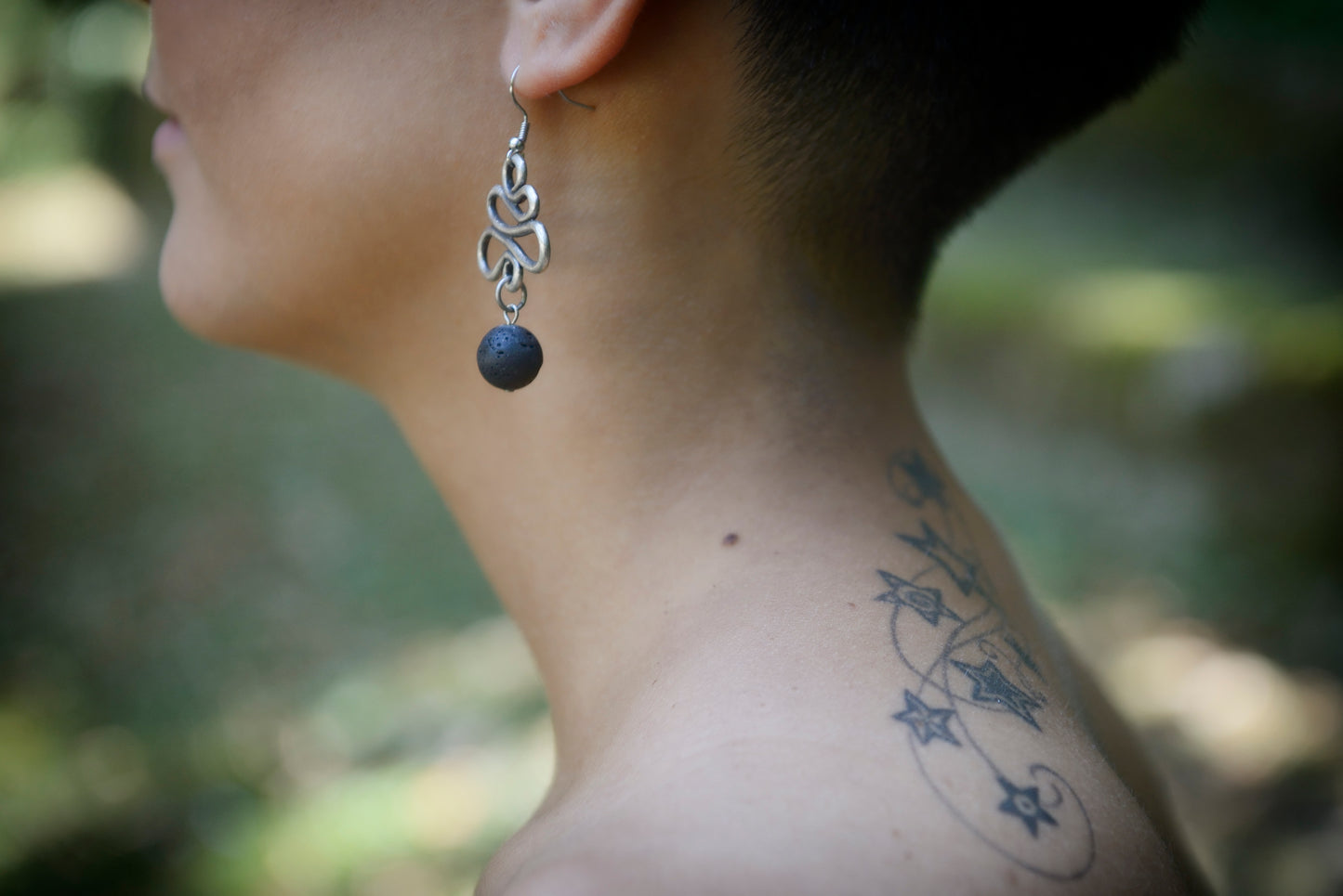 Earrings volcanic stone Snake