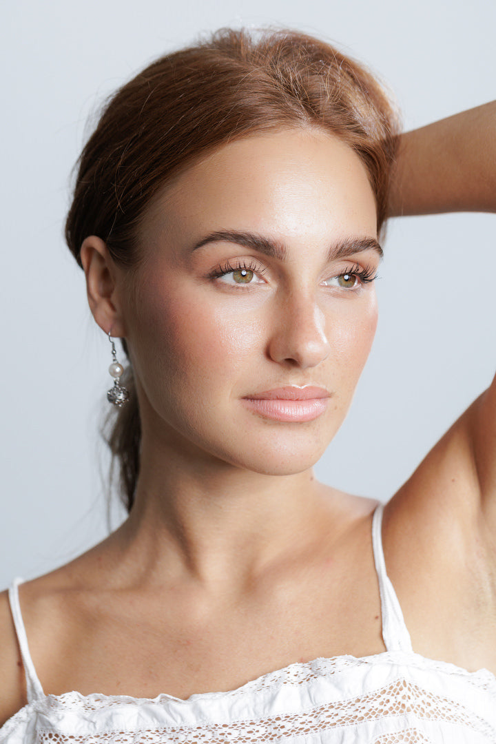 Earrings river pearls traditional button