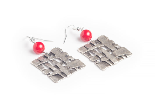 Earrings coral Grid