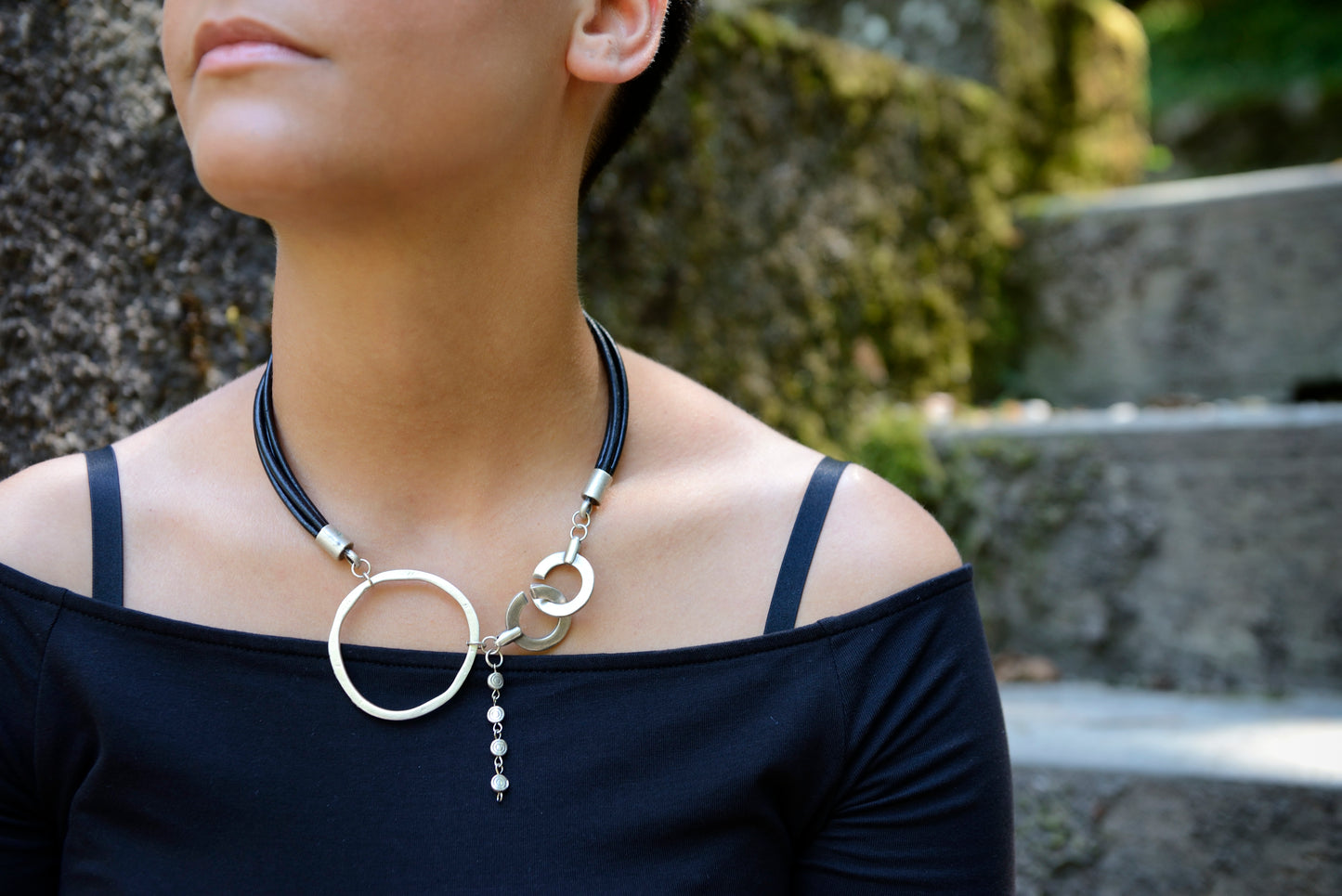 Necklace leather Ring